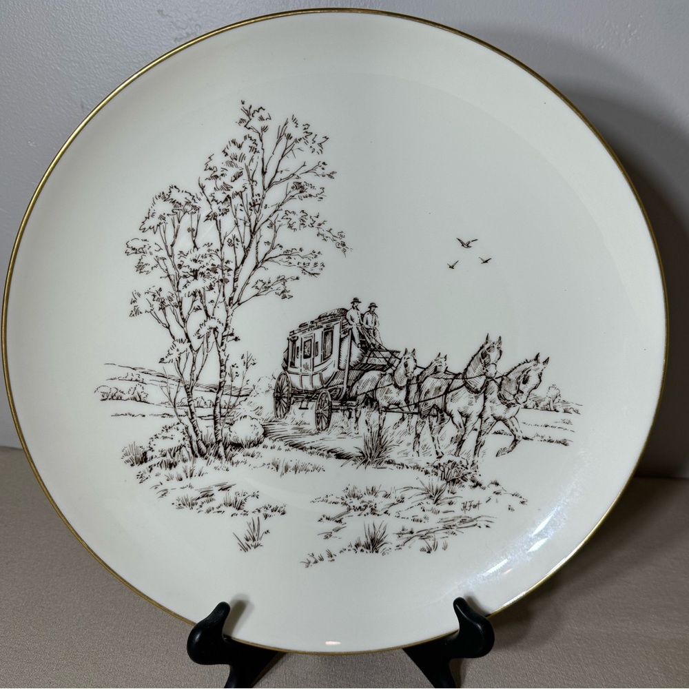 Lenox Special Stagecoach Plate Gold Rim
